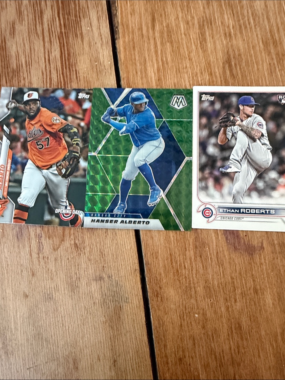 Topps Baseball Cards - Blue, Green, Orange Trio